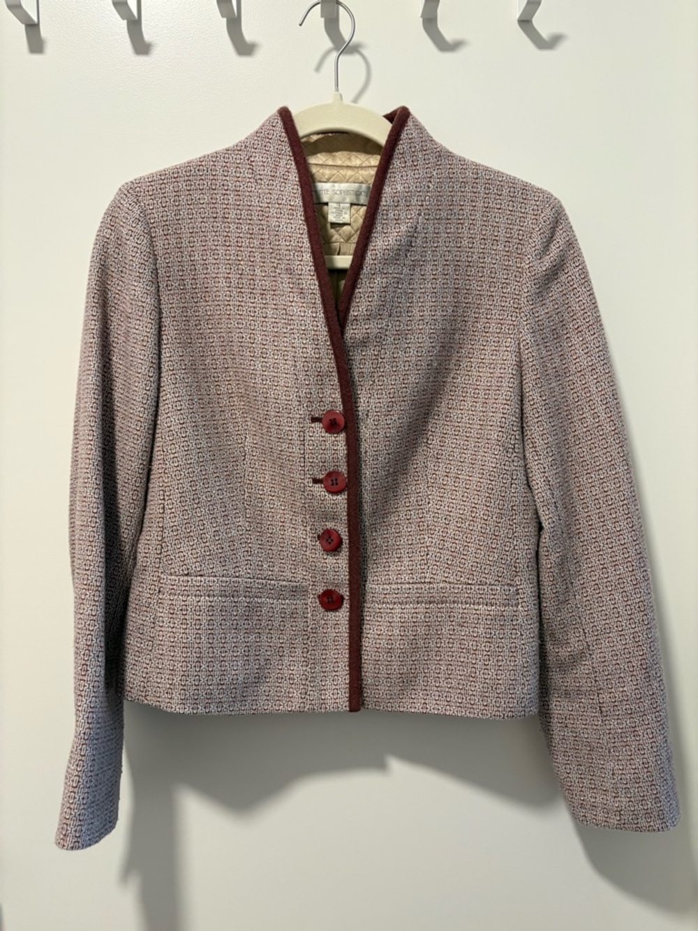 Petite Sophisticate Women's Pink Tweed Button-Front Jacket Size 4